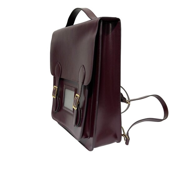 La Seine Burgundy Leather Backpack Satchel With Adjustable Straps - Picture 1 of 13